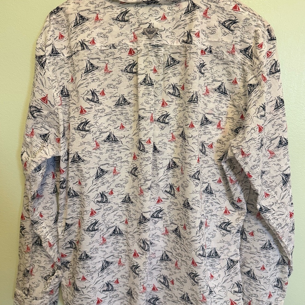 Columbia Women's Button Down Shirt - White with Red and Blue Print - Picture 9 of 11